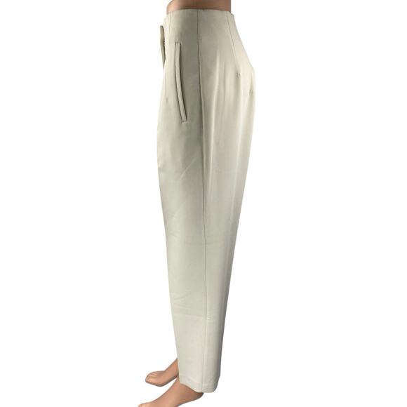 Zara Women's Beige Khaki Chino Pleated High Rise Trousers Dress Pants Size M - Picture 2 of 5
